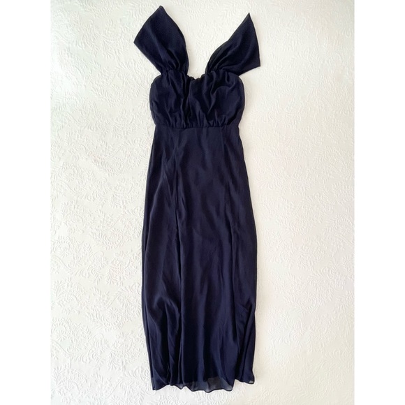 NWT Lulus Enduring Love Navy Blue Off-the-Shoulder Maxi Dress Large - Picture 2 of 8